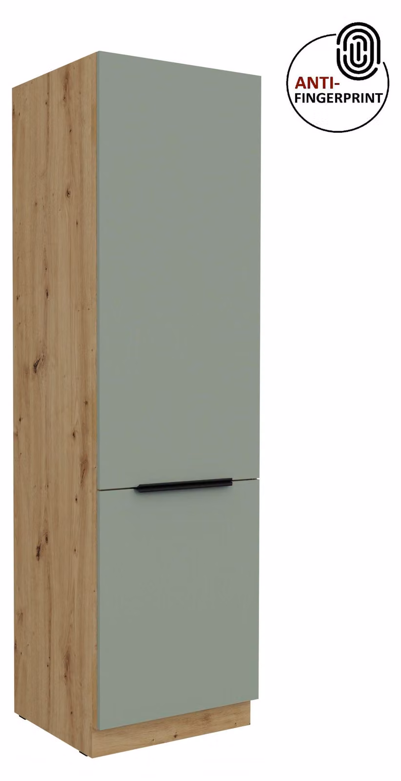 Credenza da cucina da 60 cm, cucina ARIA in acquamarina ultra opaca + rovere Artisan opaco, frontali di alta qualità con rivestimento anti-impronta, mobile da cucina con chiusura ammortizzata