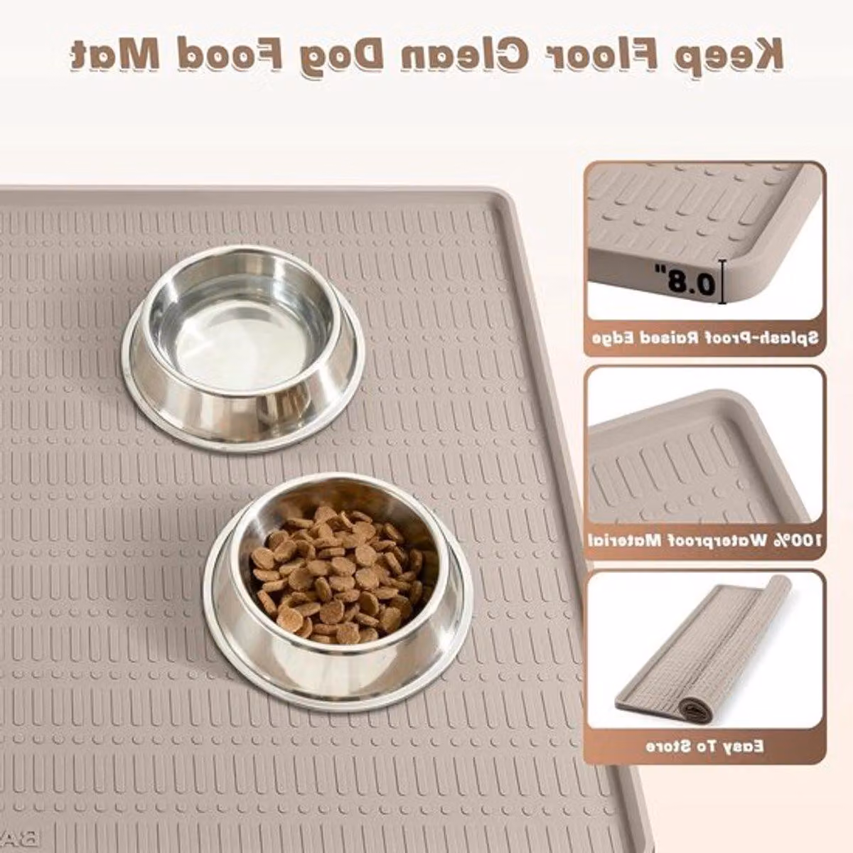 Tappetino in silicone per cibo per cani, 47 x 89 cm, impermeabile e antiscivolo, ideale come ciotola per cani di grossa taglia e facile da pulire