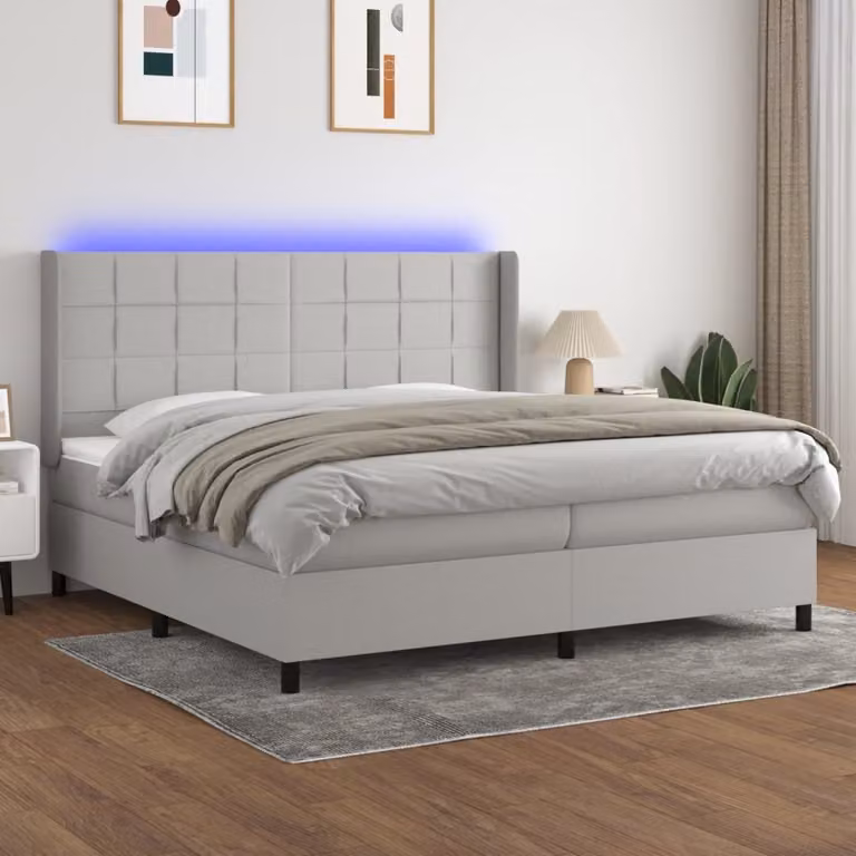 Maison Exclusive - Letto a Molle Materasso e LED Grigio Chiaro 200x200 cm Tessuto