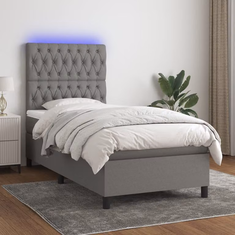 Maison Exclusive - Letto a Molle Materasso e LED Grigio Scuro 90x190 cm in Tessuto