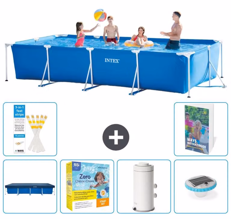 Piscina fuori terra rettangolare - 450x220x84 cm - composta da 5 elementi, modello S32