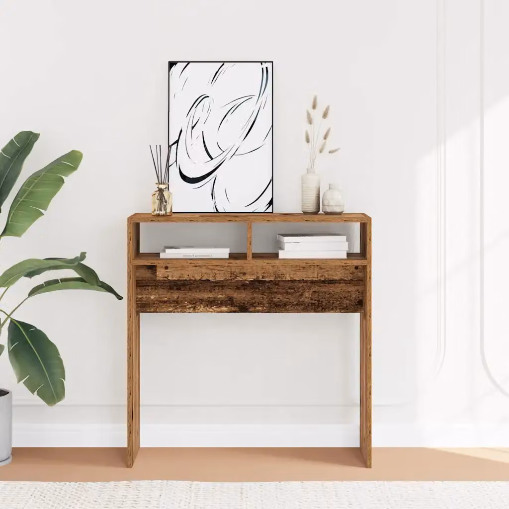 vidaXL Tavolino Consolle in Legno Antico Marrone L: 78 cm, P: 30 cm, H: 80 cm