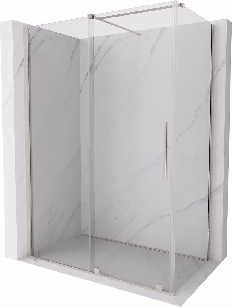 Mexen Velar cabina doccia scorrevole 150 x 90 cm, trasparente, nichel spazzolato - 871-150-090-01-97