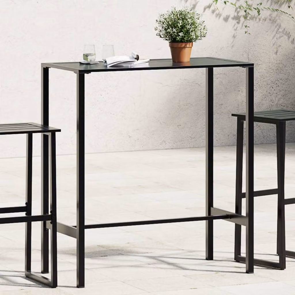 vidaXL Tavolo da Bar Moderno Rettangolare in Acciaio Verniciato a Polvere Nero L: 100 cm, P: 50 cm, H: 110 cm