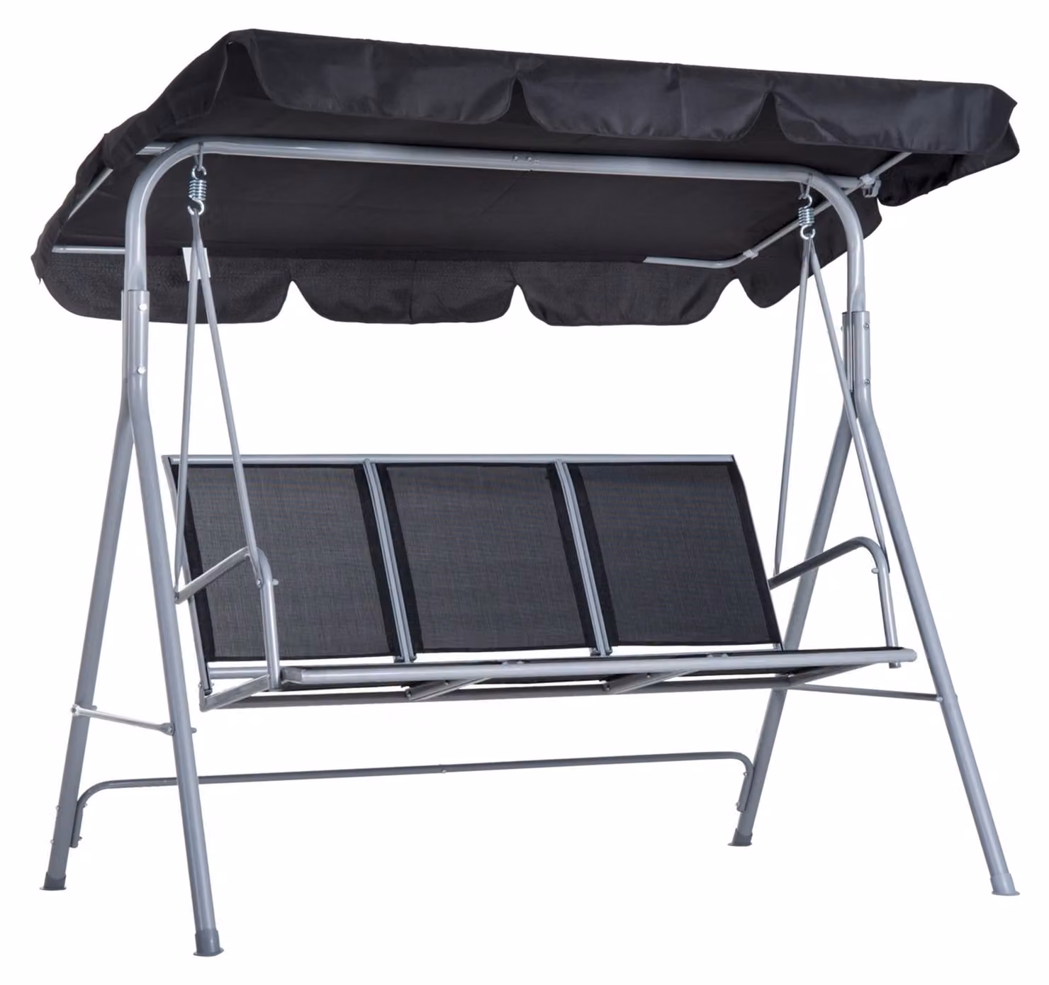 Moonbite, amaca hollywoodiana per 3 persone, dimensioni 171x108x154 cm, amaca da giardino con tetto pieghevole, struttura a forma di A con rivestimento in polvere, portata massima di 240 kg, metallo, colore grigio