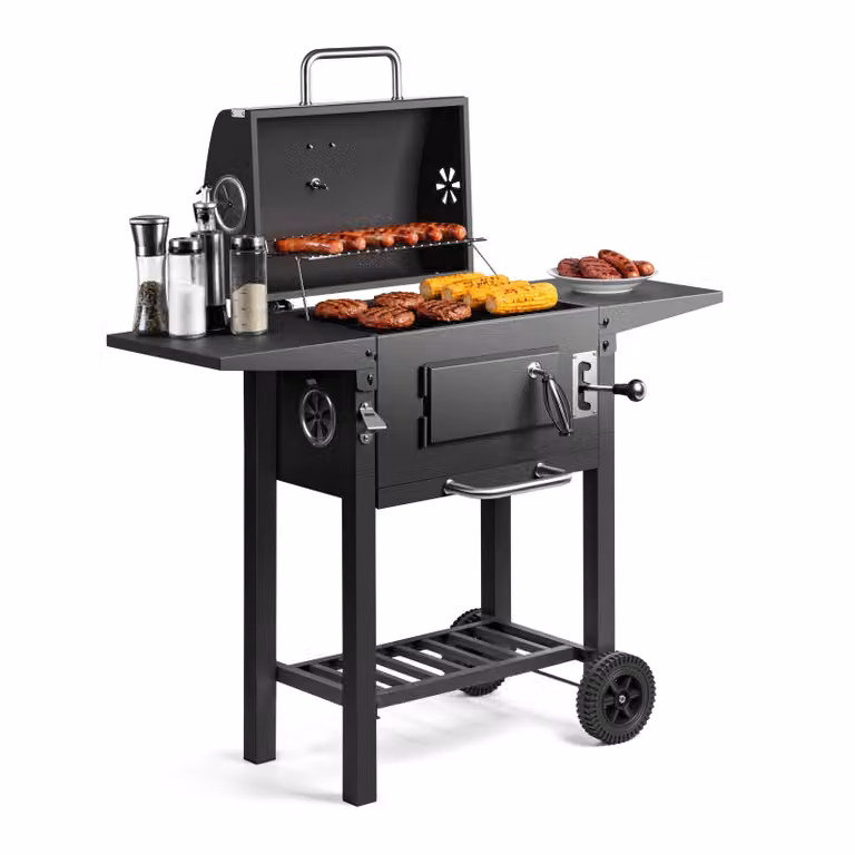 VonHaus Barbecue a Carbonella Compatto con Coperchio, Barbecue e Affumicatore 2 in 1, Portatile
