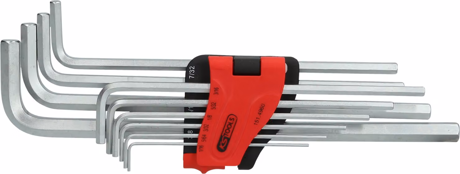 KS TOOLS Set di chiavi esagonali extra lunghe 10 pz. Pollici - 151.4960