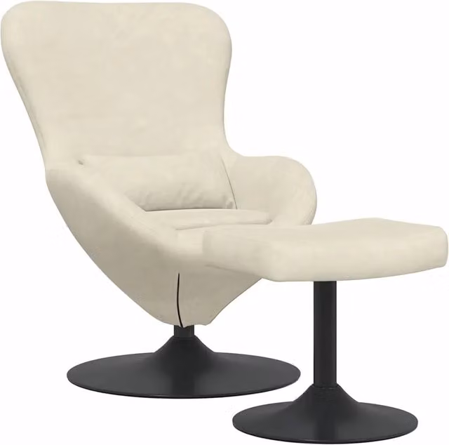 Poltrona | Sedia Egg con Pouf Crema Velluto