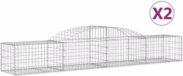 Set di 2 Cesti Gabbioni ad Arco in Ferro Zincato Argento L: 300 cm, P: 50 cm, H: 40/60 cm – 1