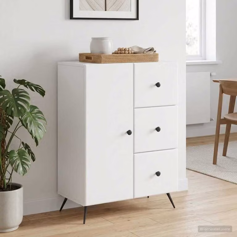 Credenza moderna vidaXL in legno ingegnerizzato bianco L 66 cm x P 34,5 cm x H 90 cm