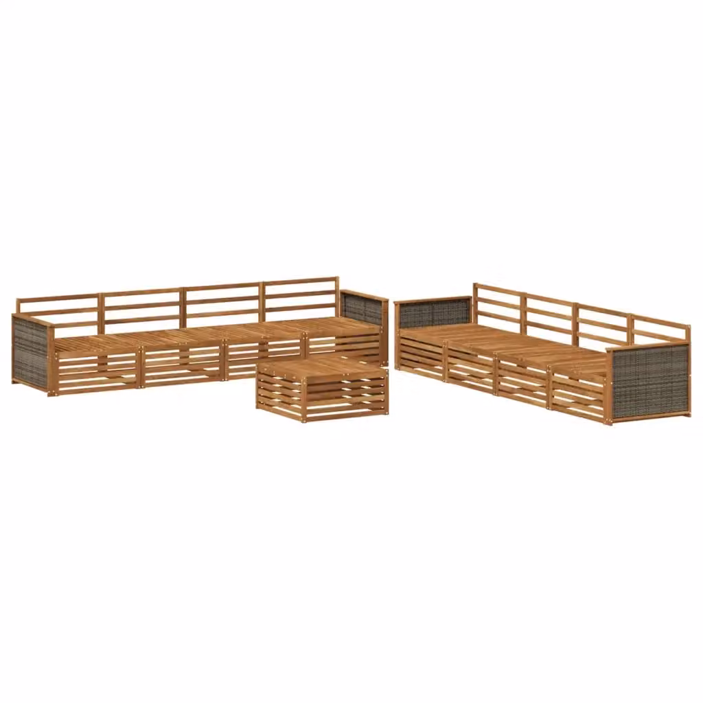 Set di divani da esterno a forma di U con tavolino da caffè vidaXL in legno di acacia massello marrone con cuscini inclusi – 2
