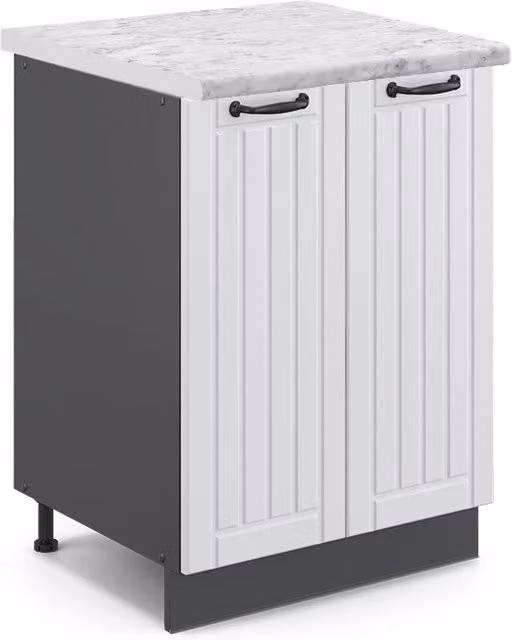 Mobiletto base cucina Fame-Line Bianco rustico/Antracite 60 cm, PL Marmo Vicco