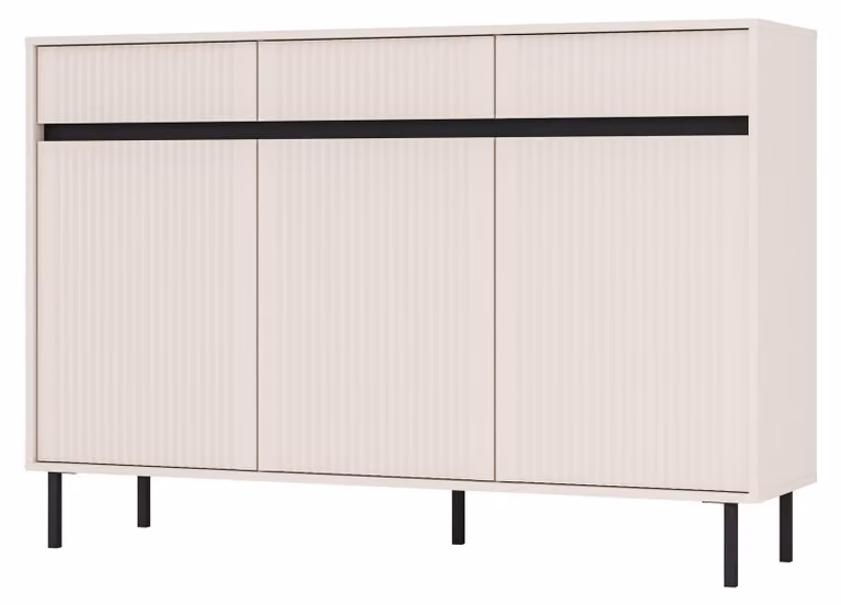 Selsey Osaka - Credenza a 3 ante con tre cassetti, beige sabbia, 149 cm
