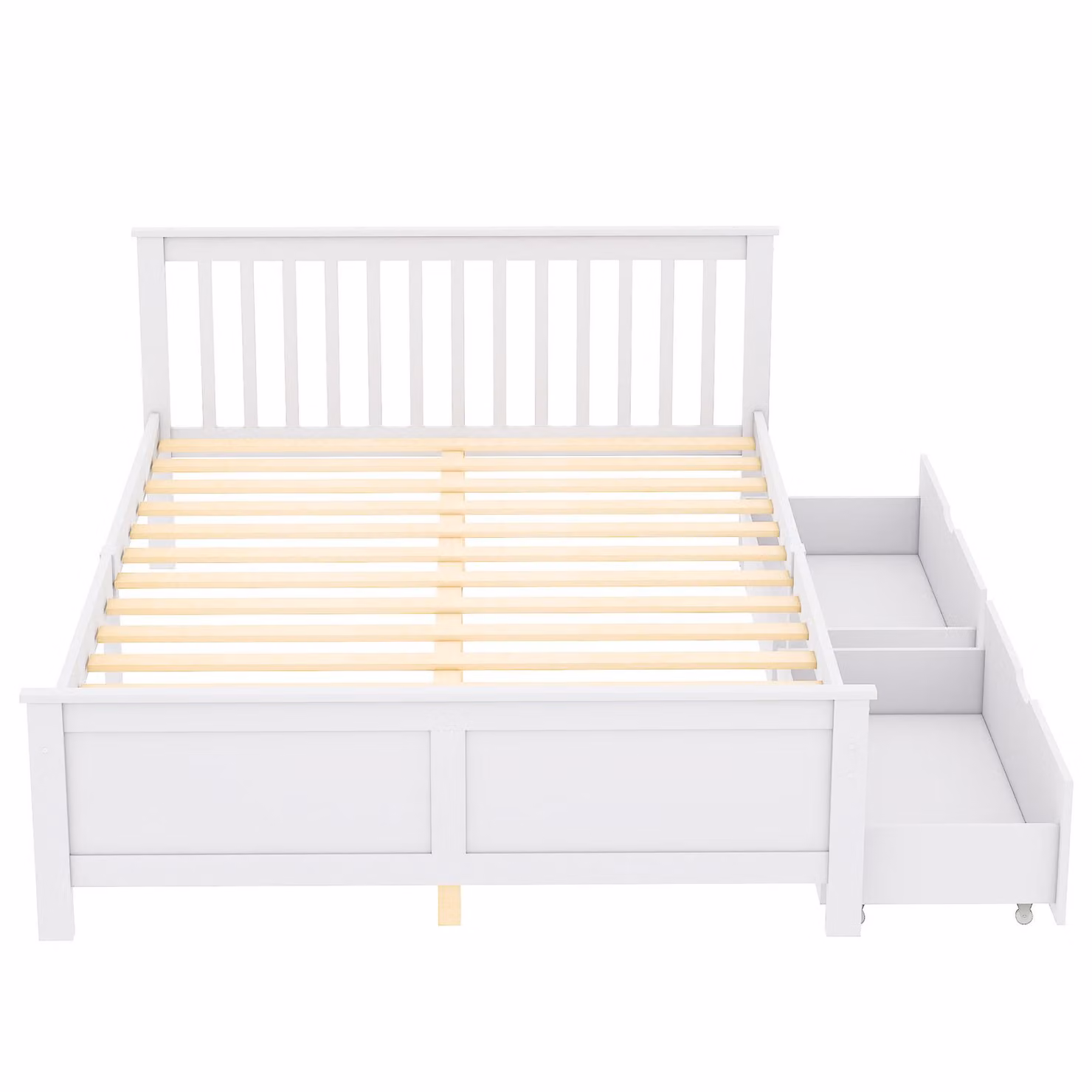Letto in legno massiccio con cassetti Home Enjoy DE, Bianco, L/P: 140 x 200 cm – 2