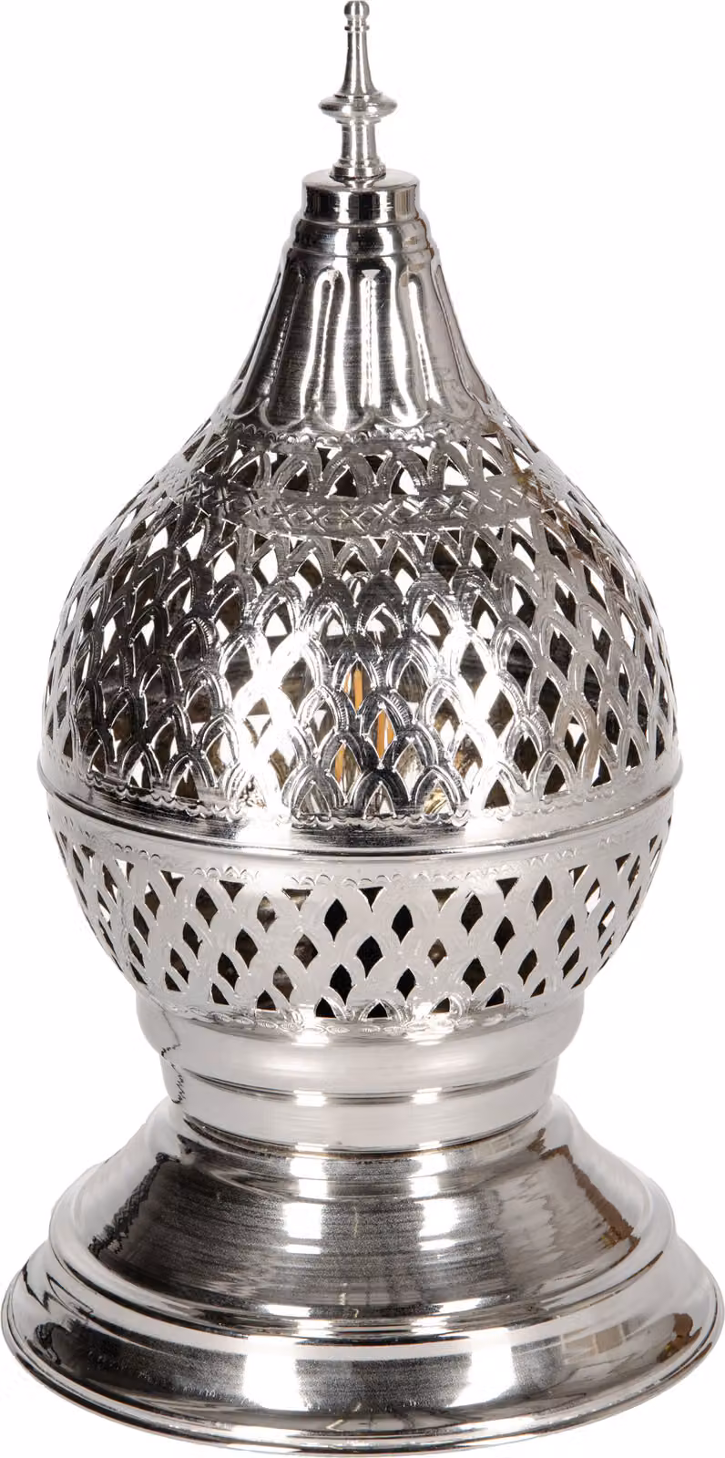 Lampada da tavolo orientale in ottone lampada da comodino Ishrat argento