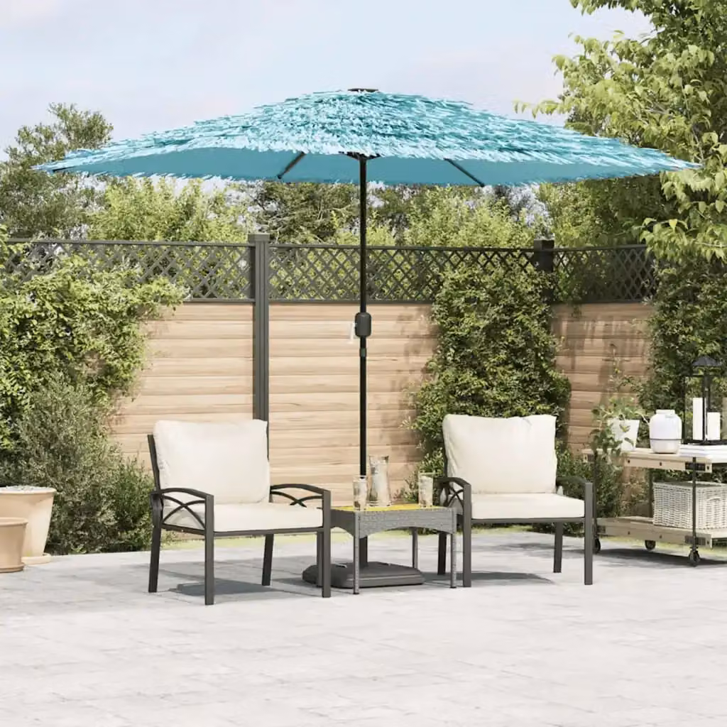 Ombrello da giardino con palo centrale in acciaio e copertura in poliestere blu L: 300 cm, P: 200 cm, H: 250 cm – 2