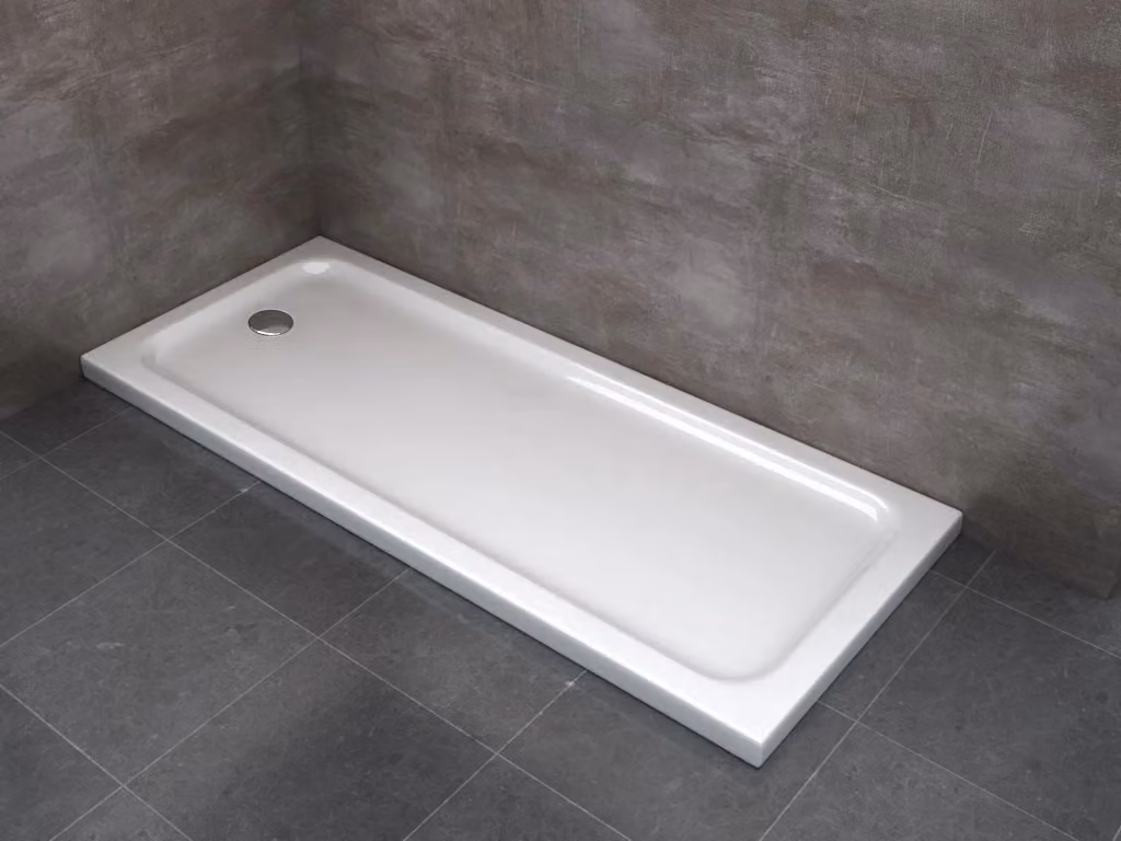 Piatto doccia rettangolare ribassato GIORGY in acrilico bianco con piletta inclusa L: 170 cm, P: 70 cm, H: 5 cm – 2
