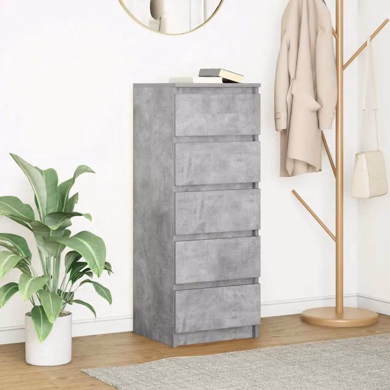 Credenza con cassetti vidaXL in MDF grigio, moderna e da appendere a parete, L: 37,5 cm, P: 35 cm, H: 99 cm