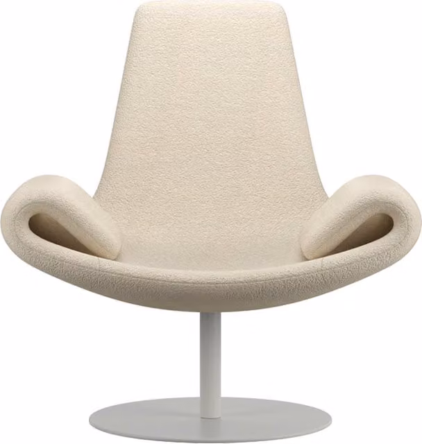 Poltrona lounge Qeeboo Wing in tessuto bouclé beige e bianco con struttura in metallo L/P/H: 79 x 102 x 148 cm
