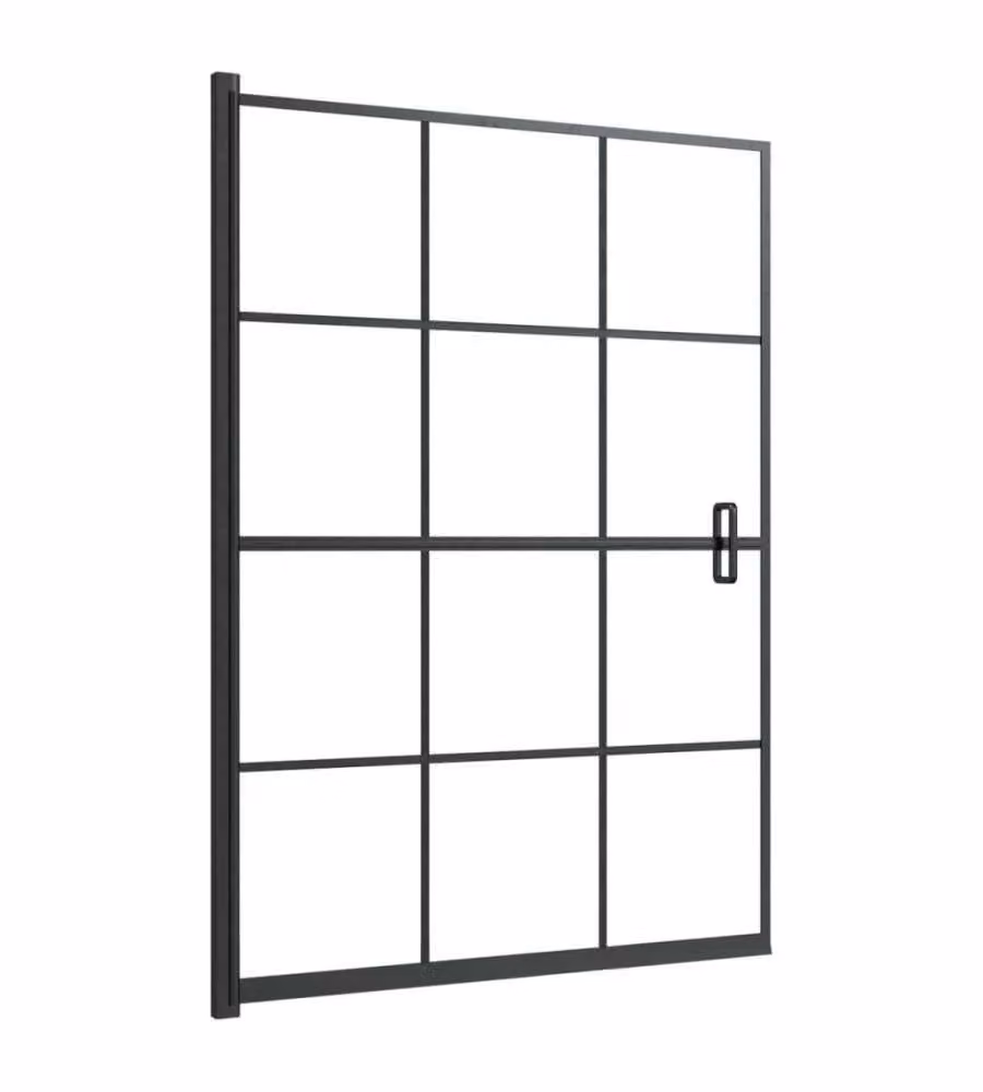 Pannello fisso per box doccia vidaXL in vetro ESG trasparente con profili neri L 100 cm x H 140 cm – 2