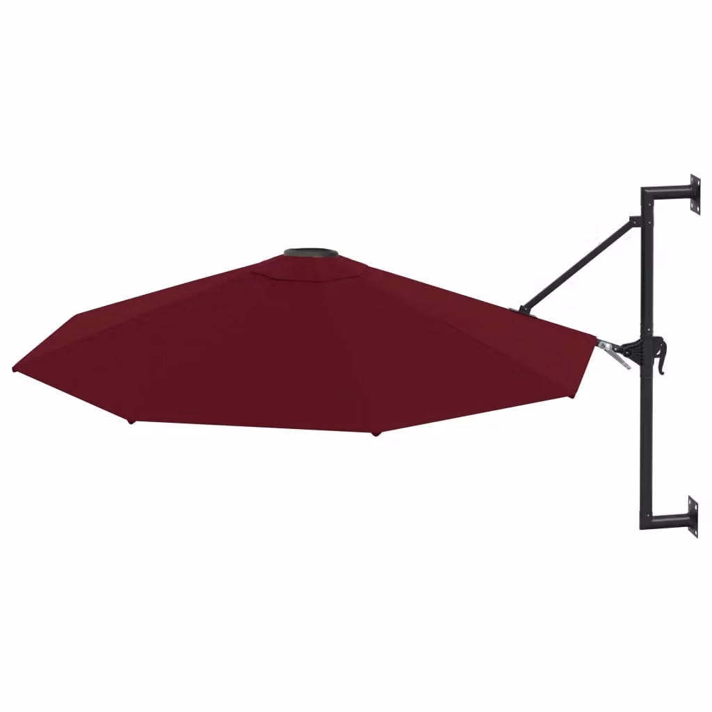 Ombrellone da parete in poliestere rosso con palo in metallo 300 cm – 2