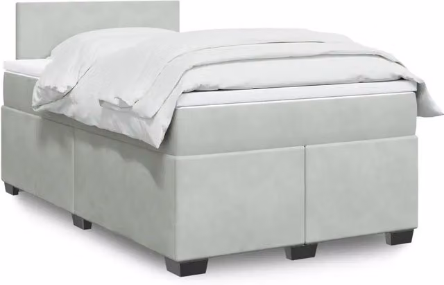 Letto con Giroletto a Molle e Materasso Ibrido vidaXL in Velluto Grigio Chiaro e Bianco, L/P/H: 120 x 200 cm