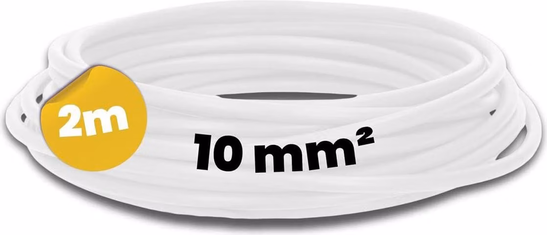 Kalitec 2 metri H07V-K 10 mm² bianco Cavo di cablaggio I Cavo flessibile I Treccia 10 mm² I Cablaggio a trefoli sottili I Cavo singolo Armadio contatori I Cavo monofilare per quadro elettrico