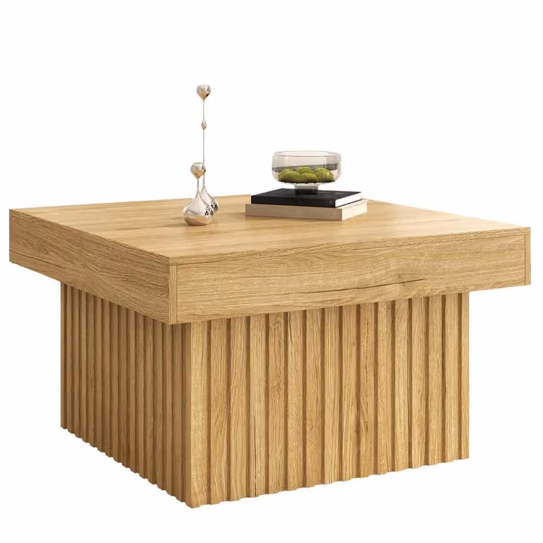 AIORBER Elegante tavolino in legno - Design moderno con piano in PB e base in MDF, versatile e robusto, 79x79x46 cm, colore legno