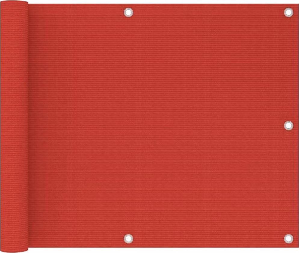 The Living Store Schermo privacy per balcone rosso 75x600 cm HDPE