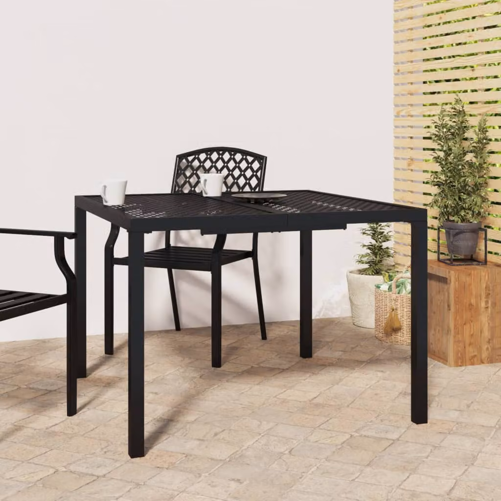 vidaXL Tavolo da Giardino Quadrato in Acciaio Antracite L/P/H: 100 x 100 x 72 cm