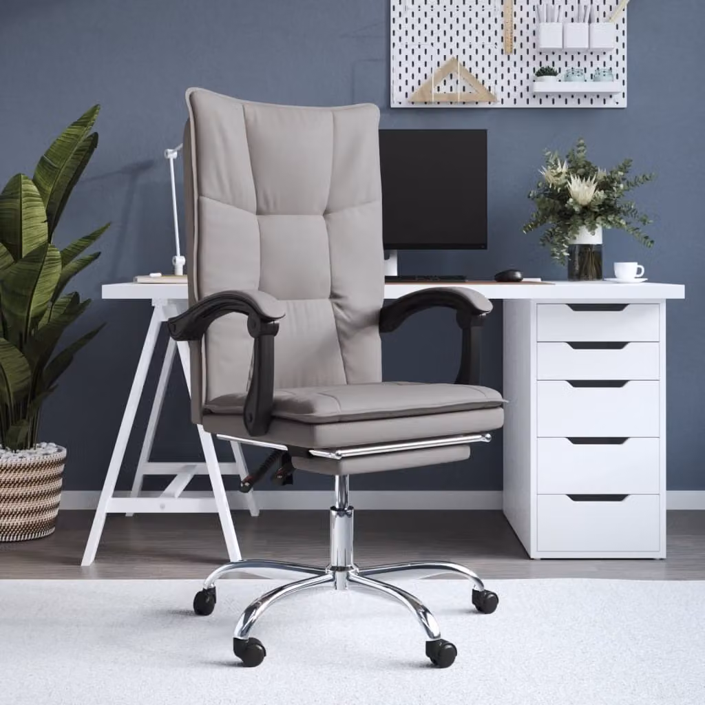 The Living Store Sedia da ufficio con funzione reclinabile Tessuto Taupe