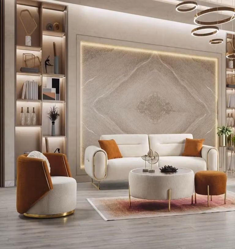 Luxus 2tlg Wohnzimmer Set Sofa 3-Sitzer Sessel Modernes Design Couch