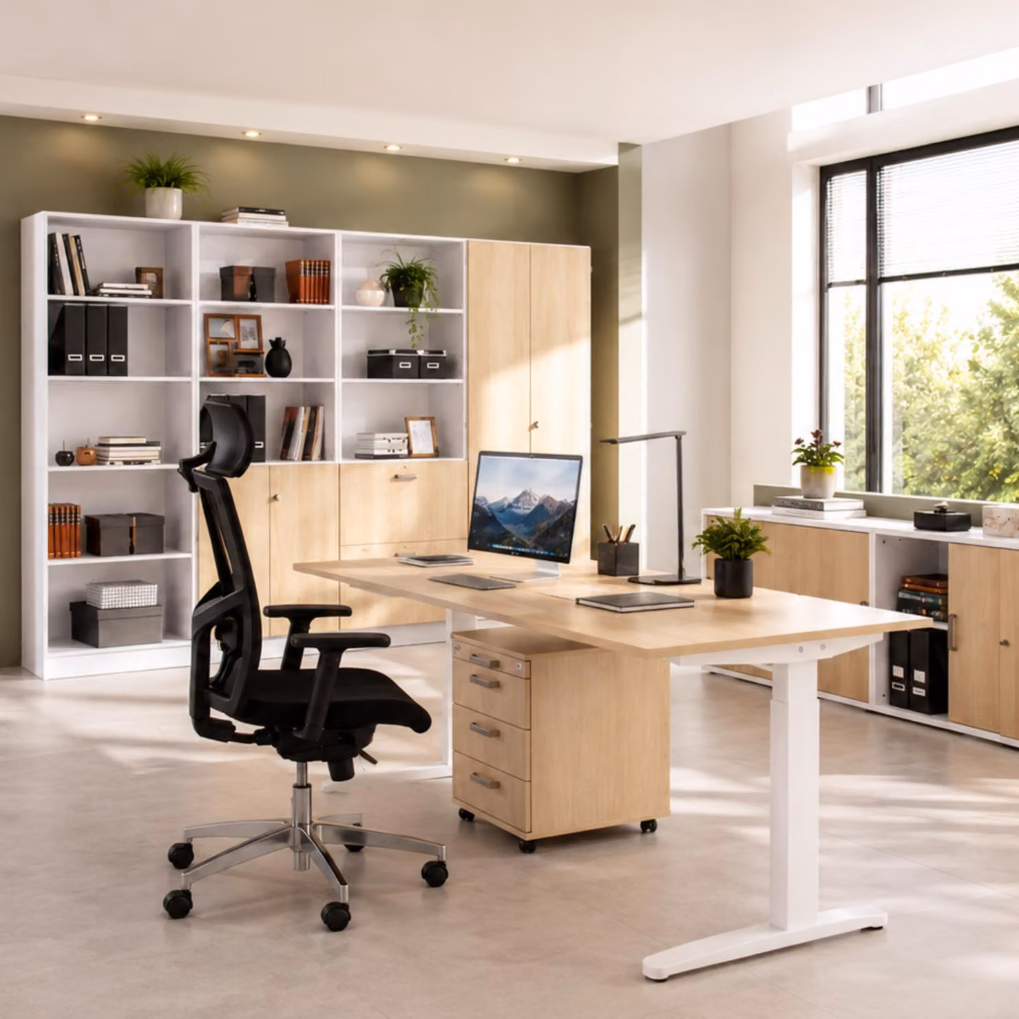 Scrivania bümö serie XB - Decorazione: rovere nodoso, struttura: grafite, dimensioni: 180 x 80 cm