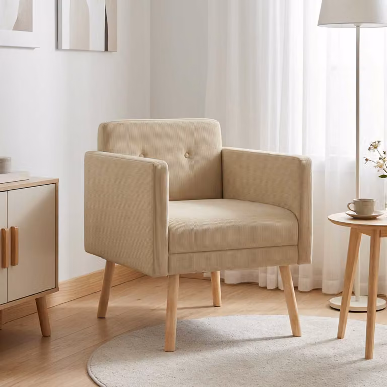 Sedia d'accento moderna vidaXL in velluto a coste verde grigio con braccioli