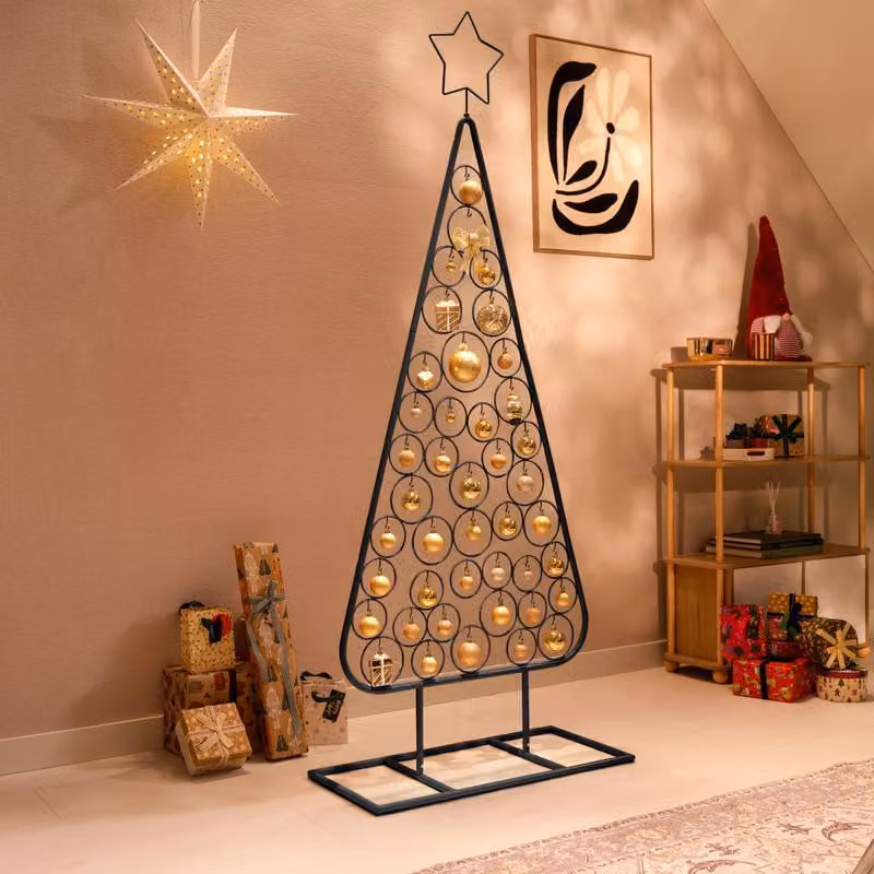 Albero di Natale in metallo con stella – Nero – 188 cm