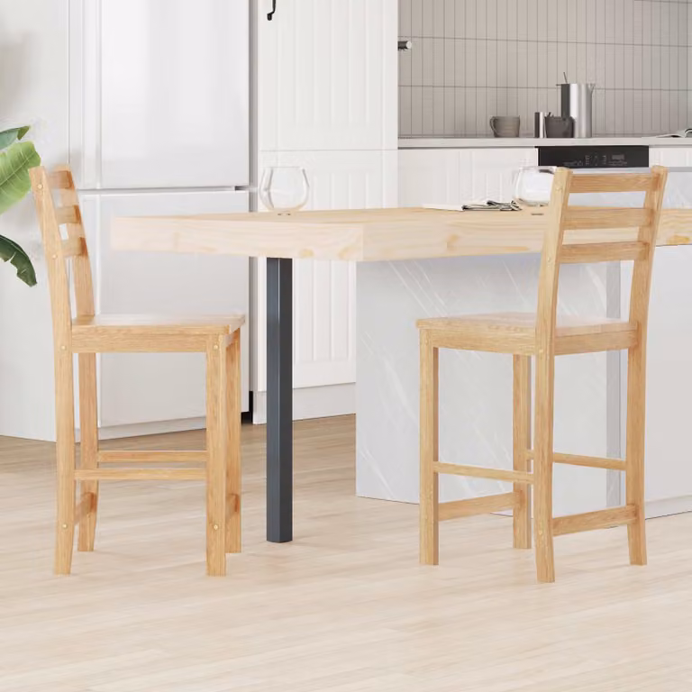 Set di 2 sedie da pranzo moderne vidaXL in legno di gomma naturale color marrone opaco