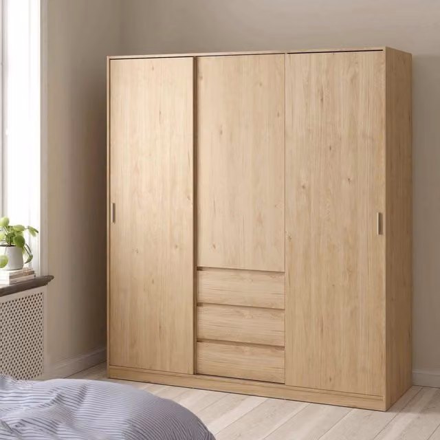 Armadio con ante scorrevoli DMORA per camera da letto, colore marrone rovere, L: 177 cm, P: 60 cm, H: 200,4 cm – 1