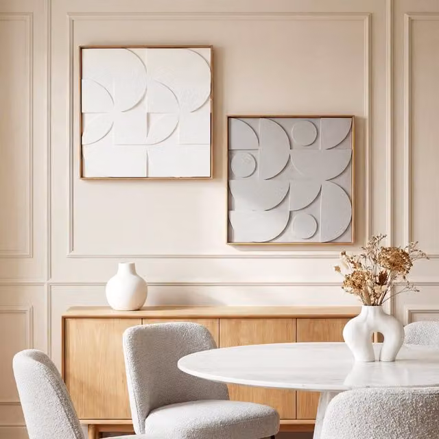 Quadro Decorativo Astratto 3D XYLO in Legno Bianco L: 80 cm, P: 80 cm