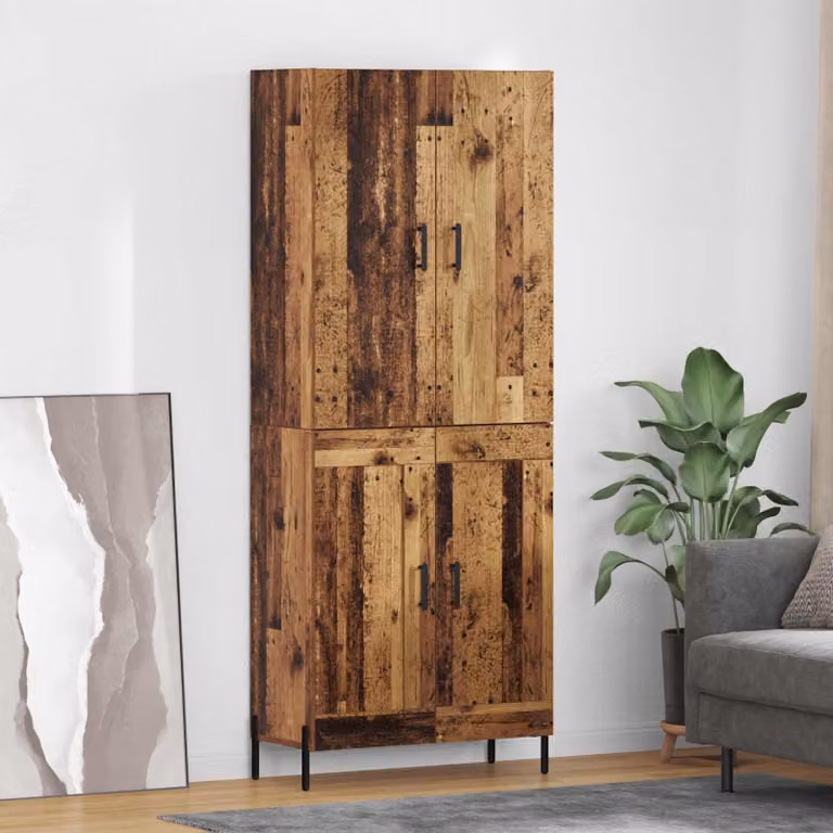 Credenza vidaXL in legno effetto legno vecchio marrone per soggiorno L: 69,5 cm, P: 34 cm, H: 180 cm