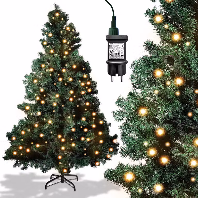 Clanmacy LED 150CM Albero di Natale Artificiale Albero di Natale Verde aghi in PVC Albero decorativo per la decorazione di Natale con luci fiabesche, con 550 punte