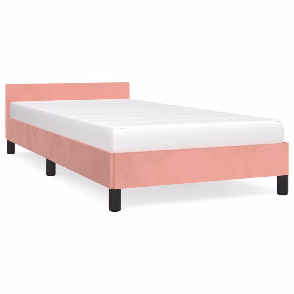 Giroletto con Testiera senza Materasso Rosa 80x200 cm Velluto