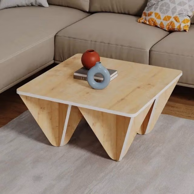 Tavolino da salotto Diamond EFFEZE quadrato in rovere marrone e bianco L/P/H: 80 x 80 x 38 cm