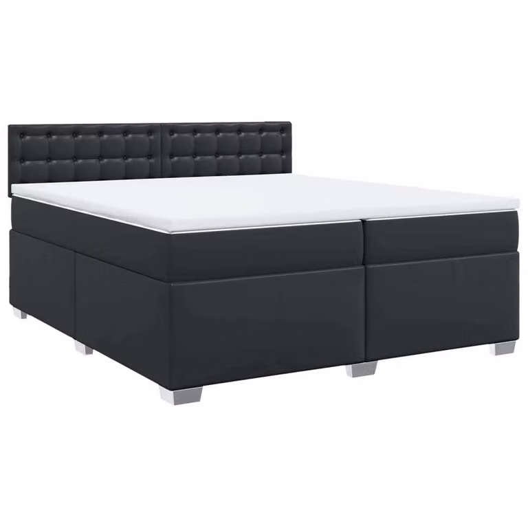 Giroletto a Molle con Materasso Nero 200x200 cm in Pelle finta
