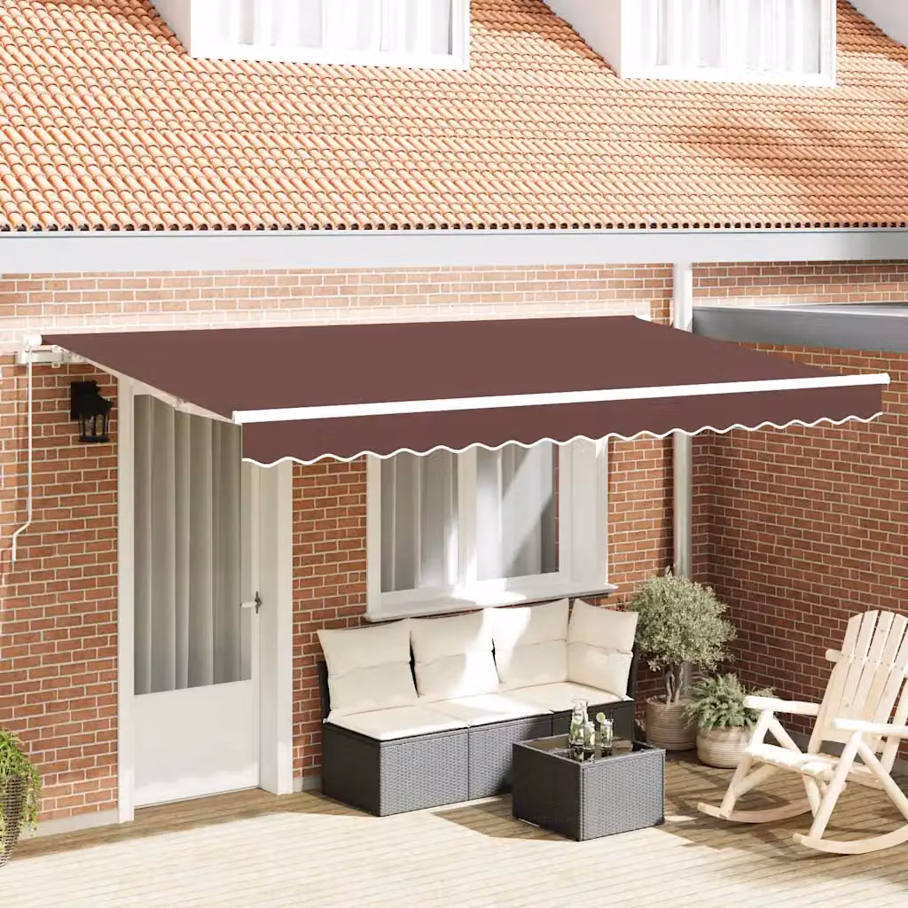 Tenda retrattile vidaXL con bracci pieghevoli in alluminio e tessuto in poliestere, Marrone, L: 400 cm x P: 200 cm
