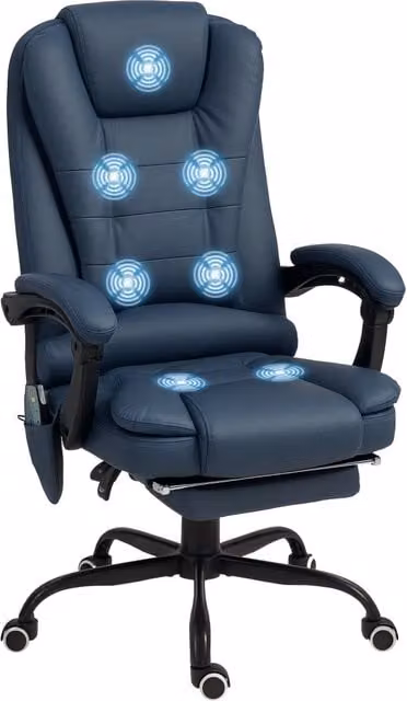 Poltrona da Gaming Blu con Poggiapiedi e Braccioli in Pelle Sintetica e Metallo, L/P/H: 67 x 67 x 111-121 cm – 1
