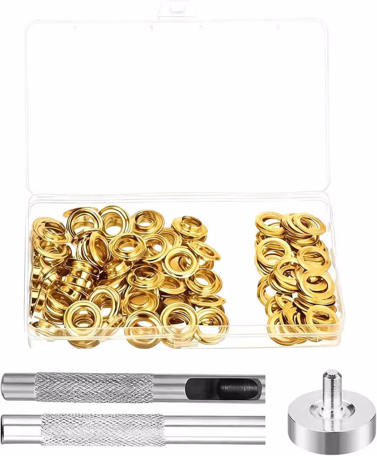 Set di occhielli in metallo da 6 mm, 100 pezzi, con attrezzo, per teloni impermeabili