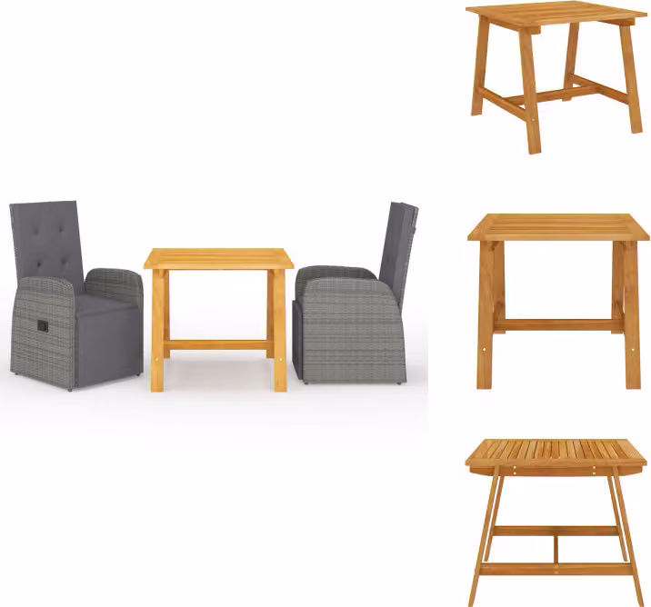 vidaXL Set da pranzo da giardino 3 pezzi grigio - Set di mobili da giardino