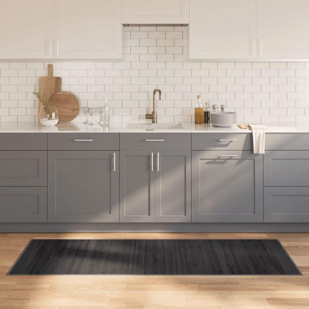 Tappeto rettangolare moderno vidaXL in bambù e polipropilene grigio, L: 70 cm, P: 200 cm