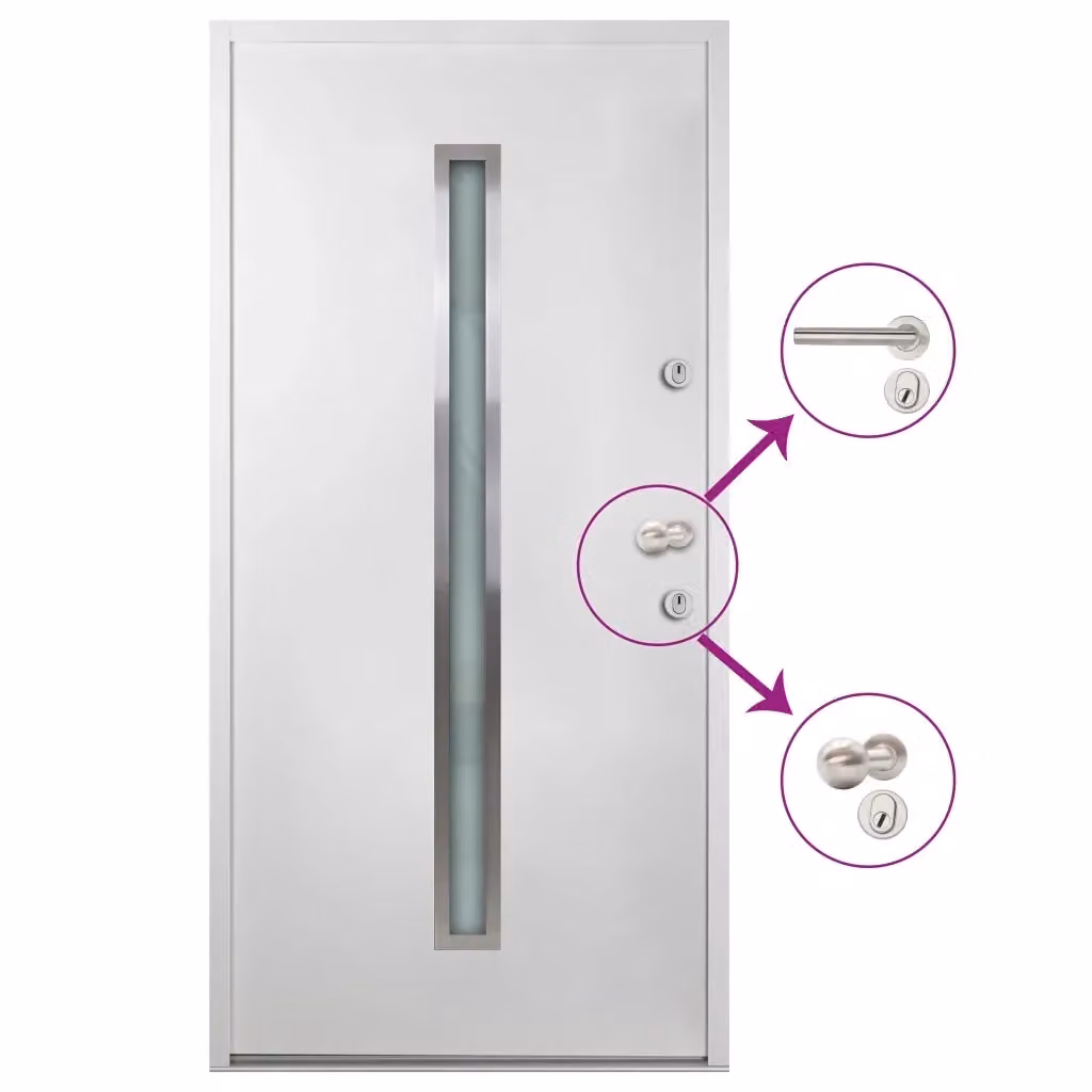 Porta Ingresso Moderna vidaXL in Alluminio e Vetro Bianca L: 90 cm, H: 200 cm – 2