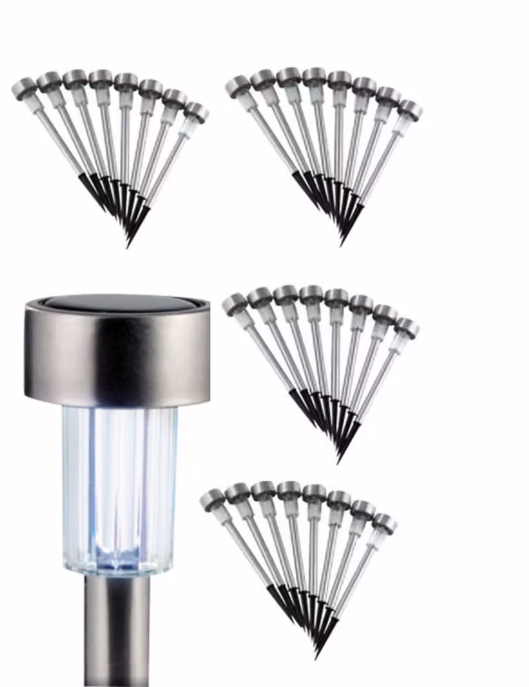 Solar Magic: set da 24 lampade solari a LED in acciaio inossidabile per il giardino – Eleganza e magia di luce